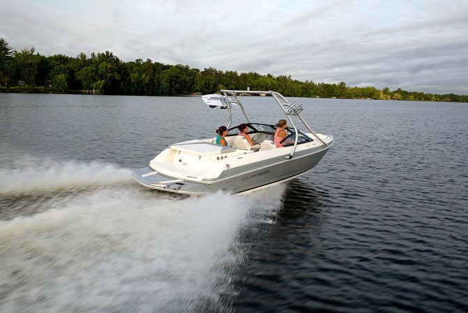 The LX 205s has a spacious extended swim platform with a padded non-skid finish and retractable boarding ladder to starboard.