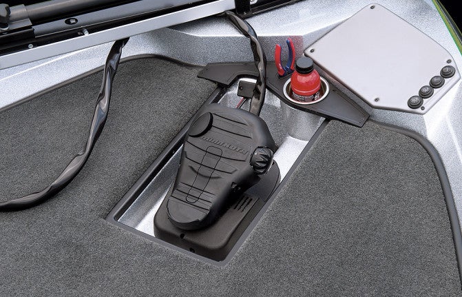 The front casting deck includes a recessed well for the foot control pedal for the electric motor. An adjacent bow panel is the ideal spot for mounting electronics.