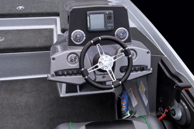 The helm is no-nonsense, with plenty of room for flush-mount electronics.