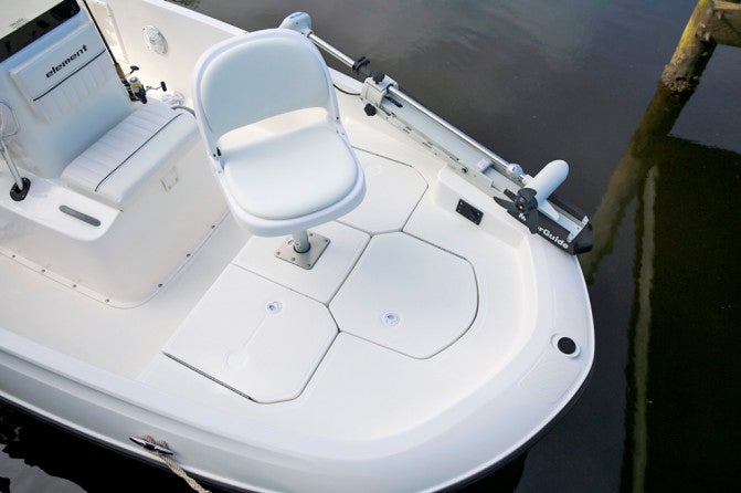 The bow casting deck conceals an anchor locker and two large storage compartments.