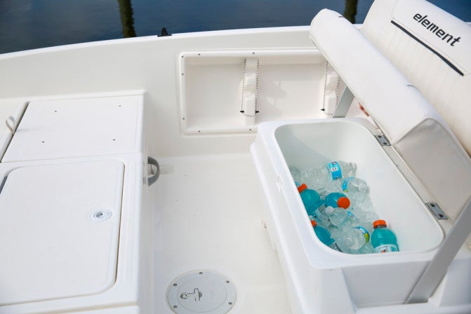 A large cooler built into the Captain’s seat base means a cold drink is always within easy reach.