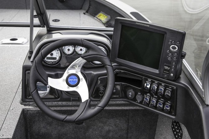 The helm console is designed to accept large multi-function displays.